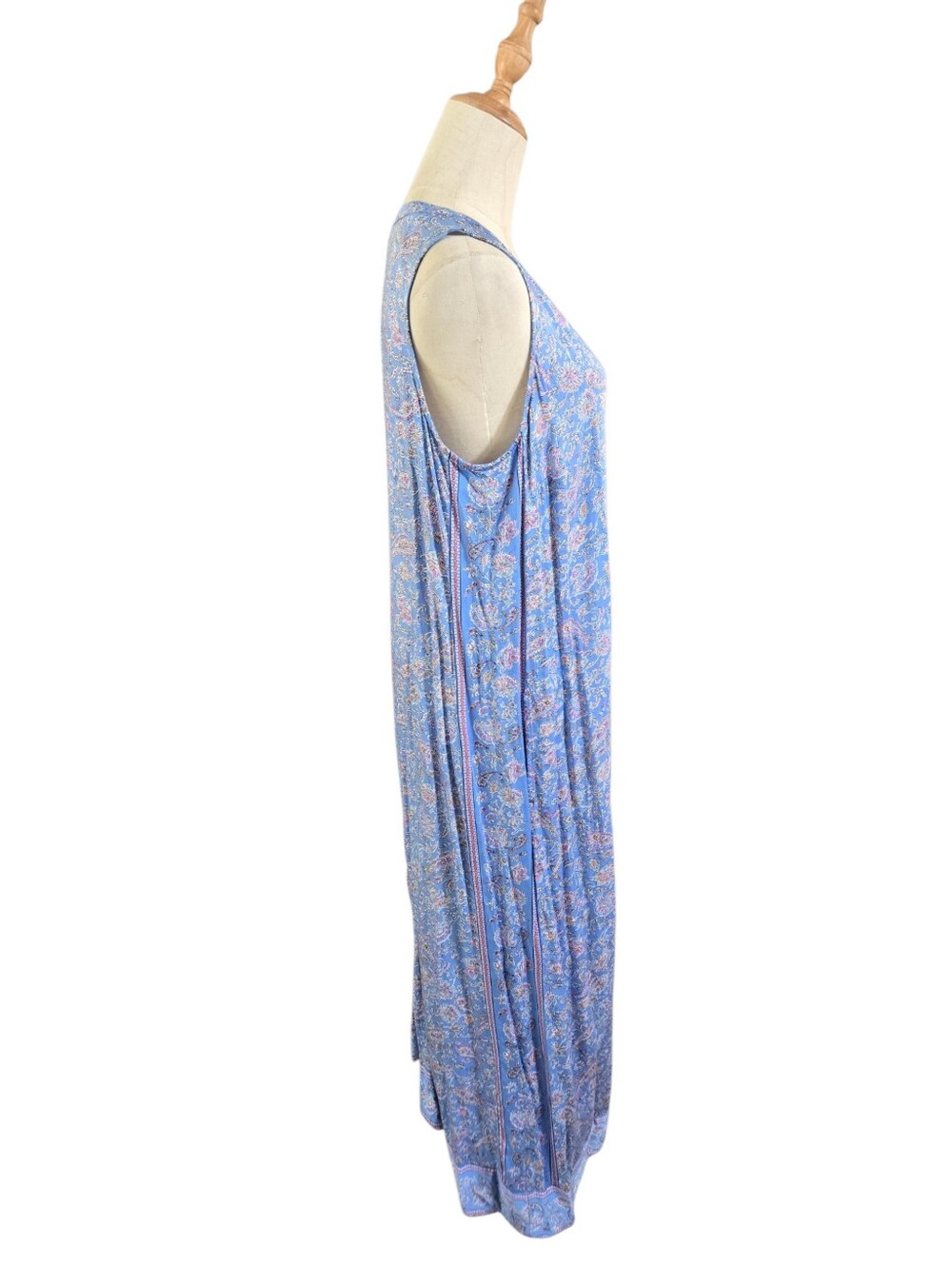 J. Jill Blue Paisley Sleeveless Print Tall Maxi Dress - Picture 3 of 7